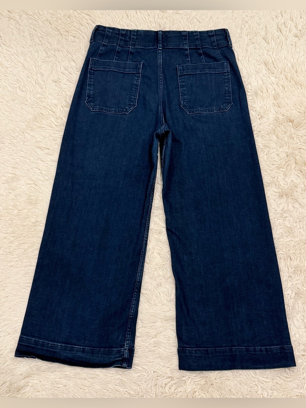 Maeve Anthropologie The Colette Wide Leg Cropped Jeans 31 Dark Wash High Rise - Picture 3 of 7
